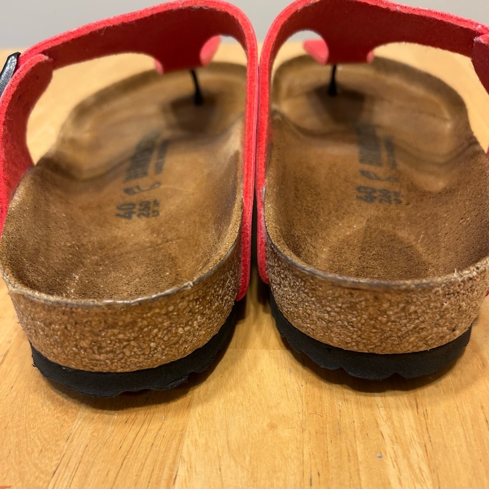 Birkenstock Red Black Gizeh Thong Birko-Flor Sandals EU 40 W9 M7 - Picture 4 of 9